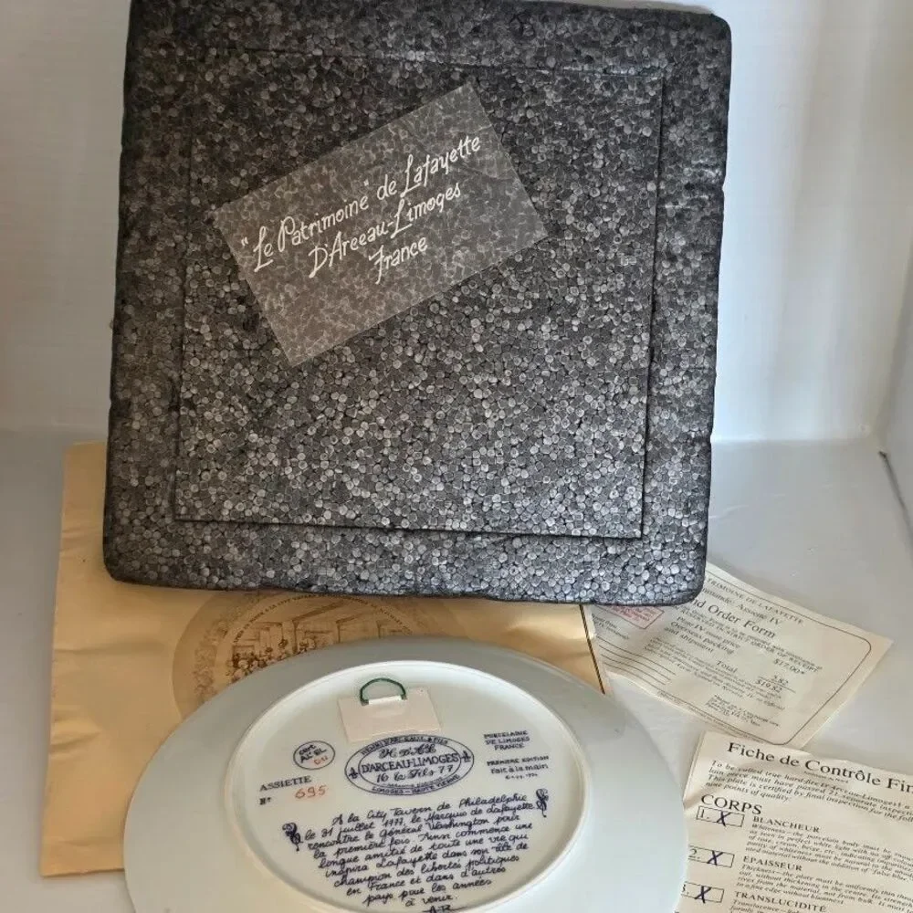 VTG Lafayette Legacy Plate III (NBR 695 IN Collection 1973) w/Paperwork w/Certs
